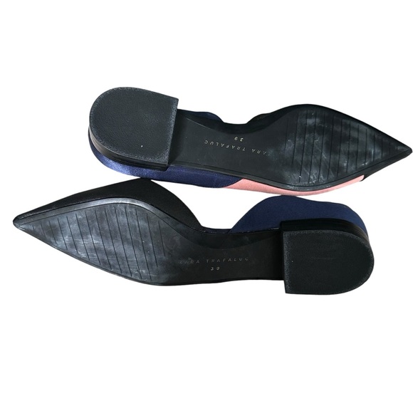 Zara Trafaluc Colorblock Satin Pointed Toe Flats Black Pink Blue Size 39 US 8 - Picture 13 of 14